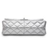 CHANEL 'Timeless' Double Flap Bag in Silver Quilted Leather