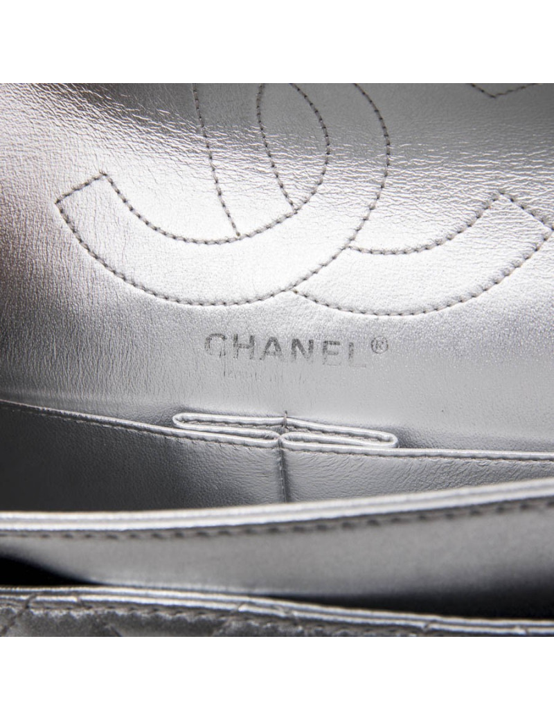 Sac timeless CHANEL cuir argent 
