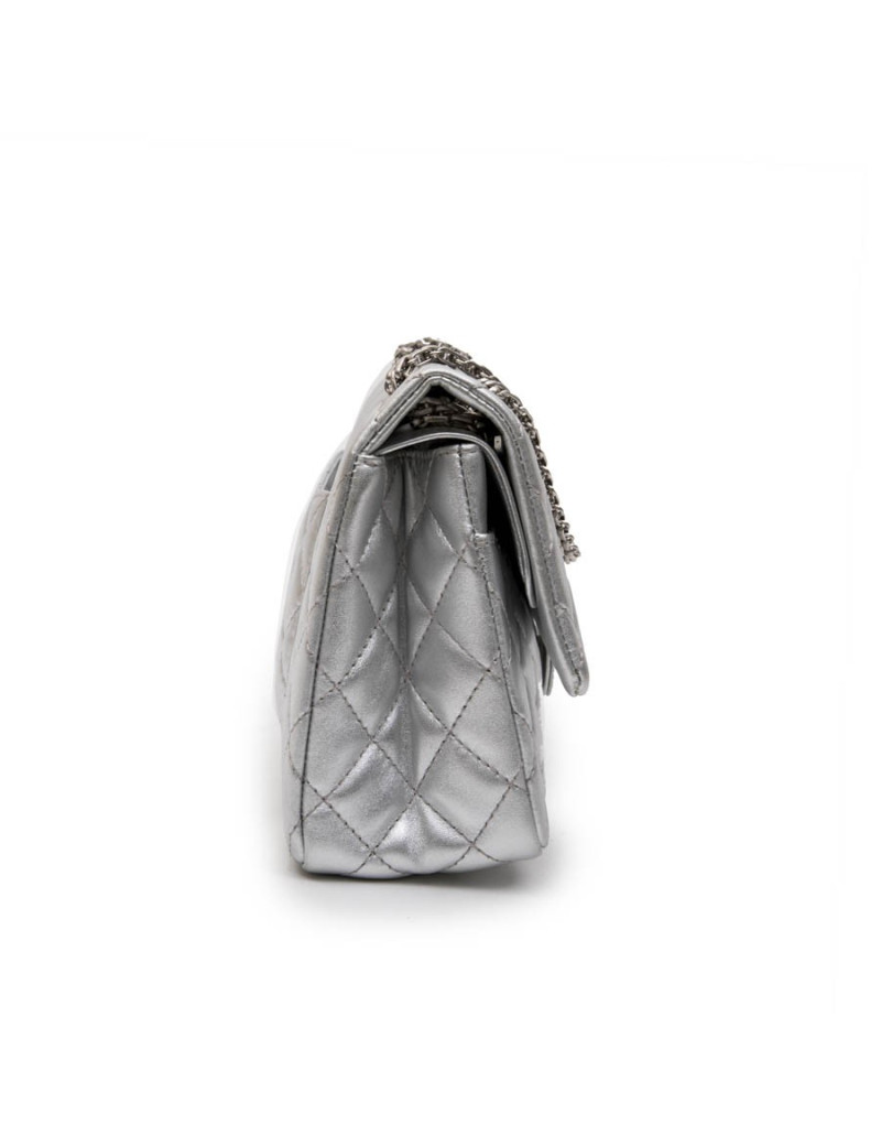 Sac timeless CHANEL cuir argent 
