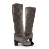 CHANEL boots in pearl gray quilted velvet calfskin size 39.5