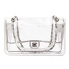 CHANEL Timeless bag in transparent plastic and piping in white lamb leather