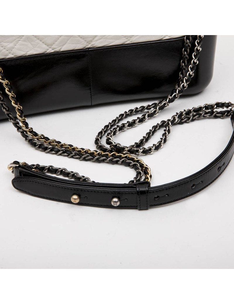 CHANEL Hobo Gabrielle bag in black and white leather