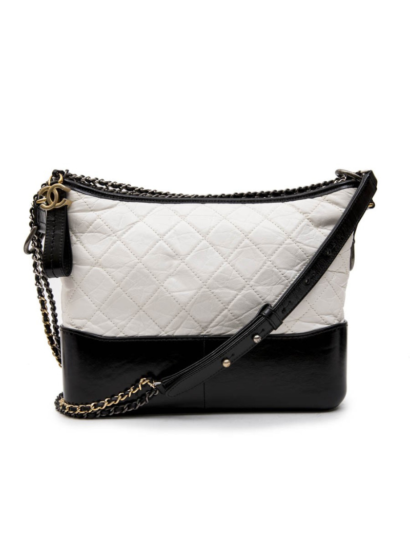Sac Hobo Gabrielle CHANEL bicolore blanc et noir