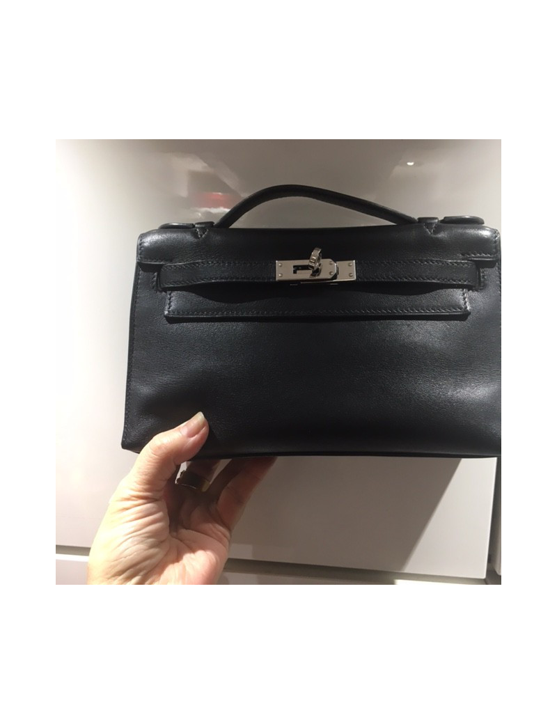 Pochette Kelly noire HERMES
