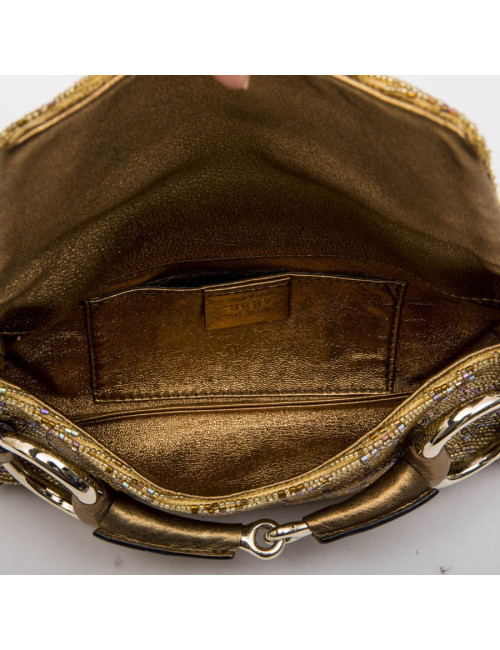 Sac GUCCI brodé perles et monogram boucle Mors