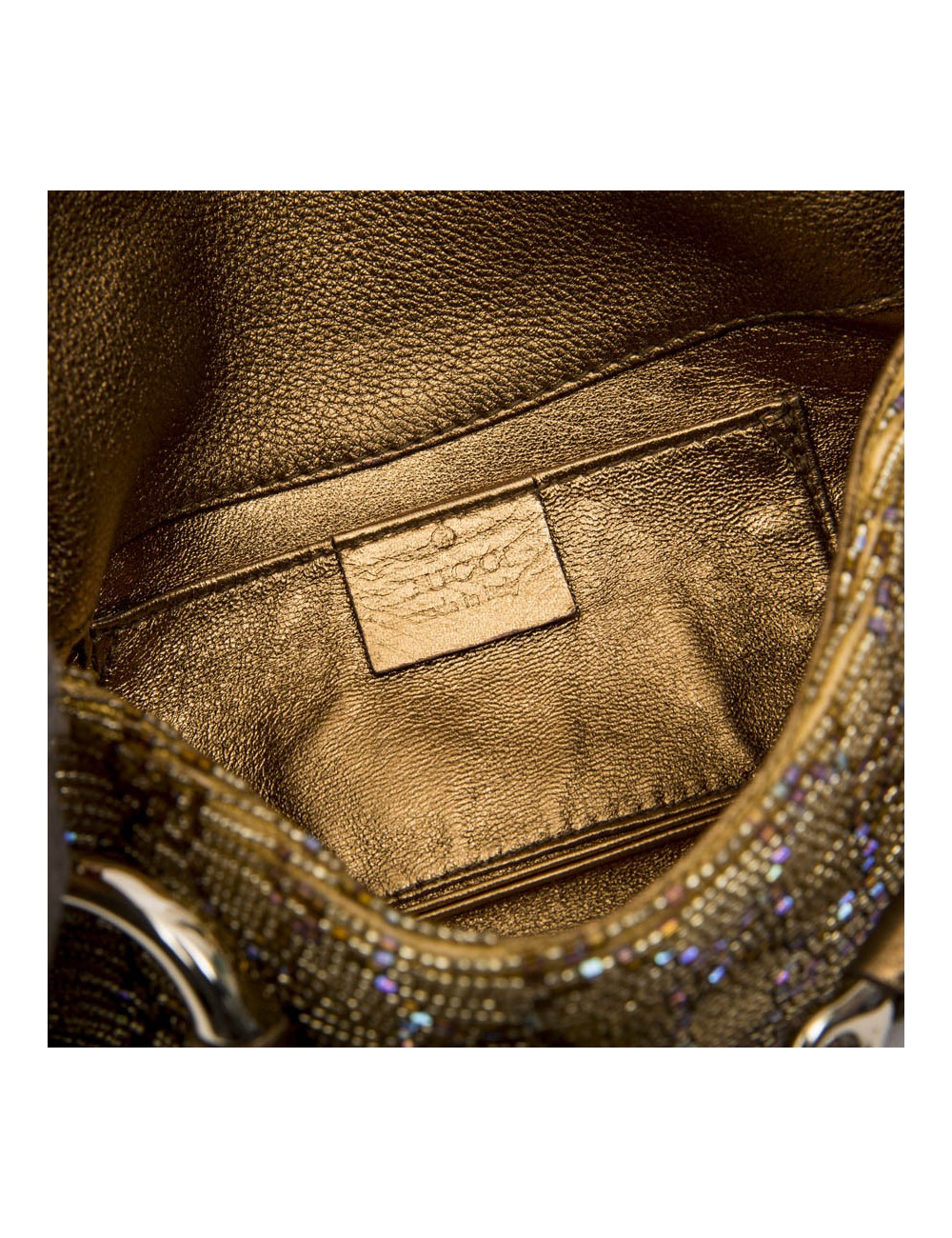 Sac GUCCI brodé perles et monogram boucle Mors