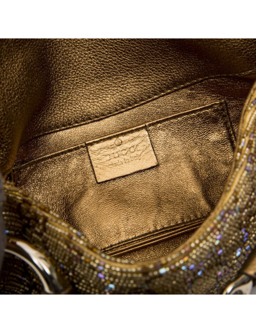 Sac GUCCI brodé perles et monogram boucle Mors