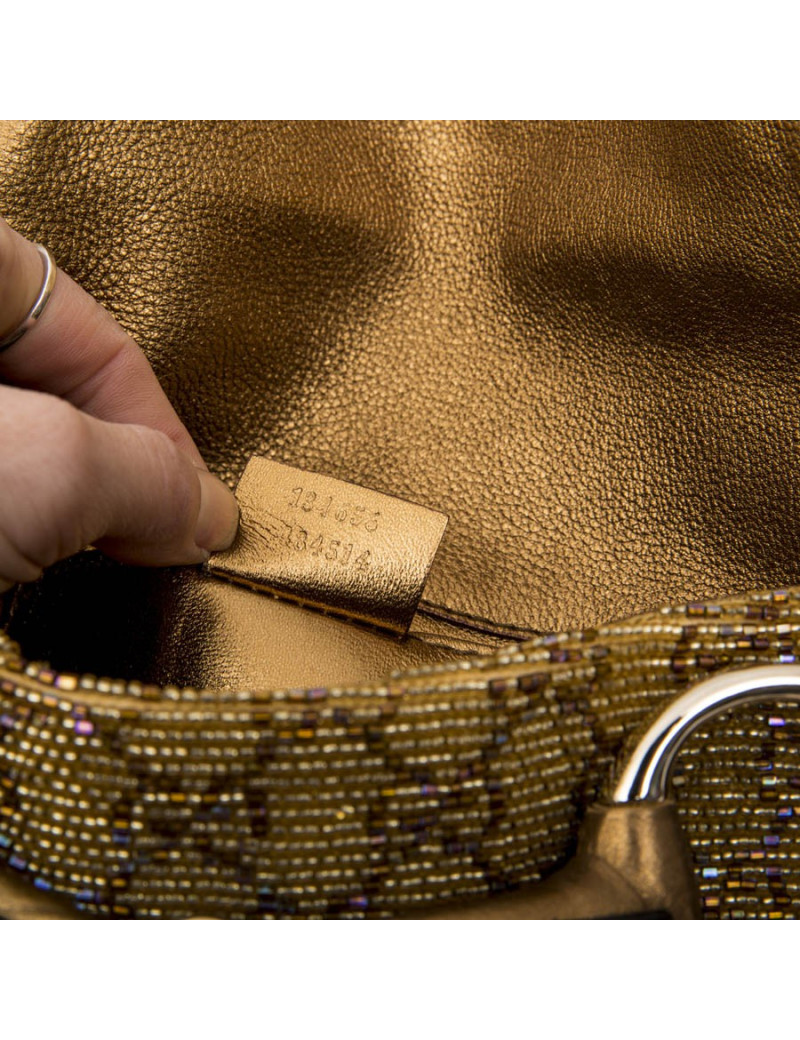 Sac GUCCI brodé perles et monogram boucle Mors