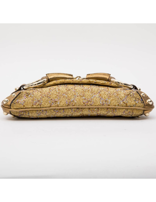 Sac GUCCI brodé perles et monogram boucle Mors