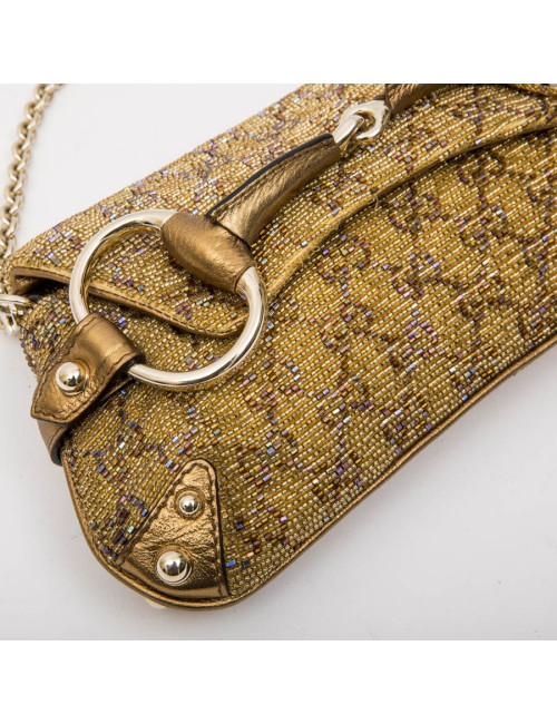 Sac GUCCI brodé perles et monogram boucle Mors