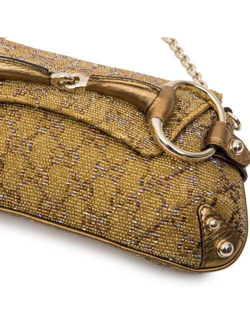 Sac GUCCI brodé perles et monogram boucle Mors
