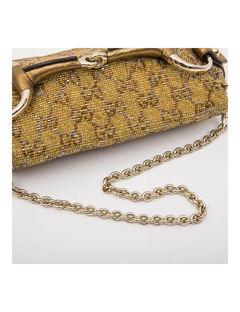 Sac GUCCI brodé perles et monogram boucle Mors