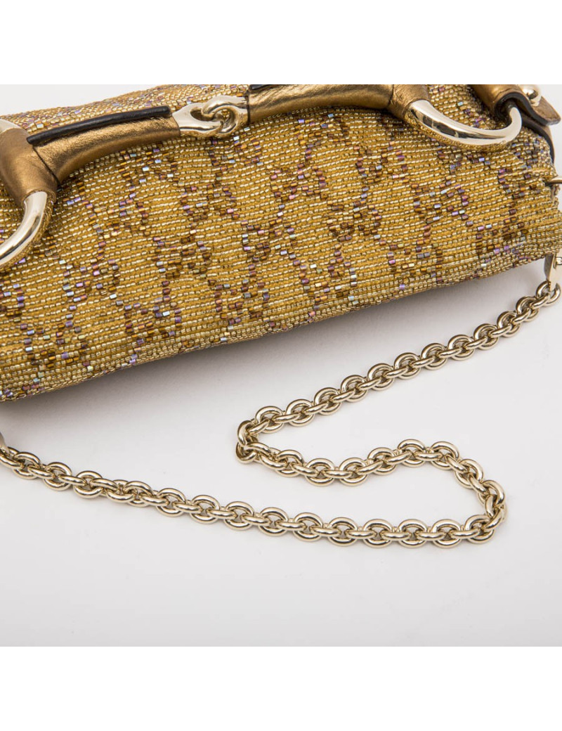 Sac GUCCI brodé perles et monogram boucle Mors