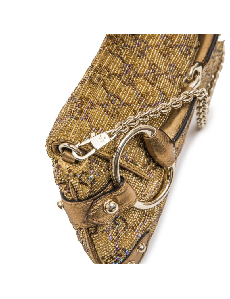 Sac GUCCI brodé perles et monogram boucle Mors
