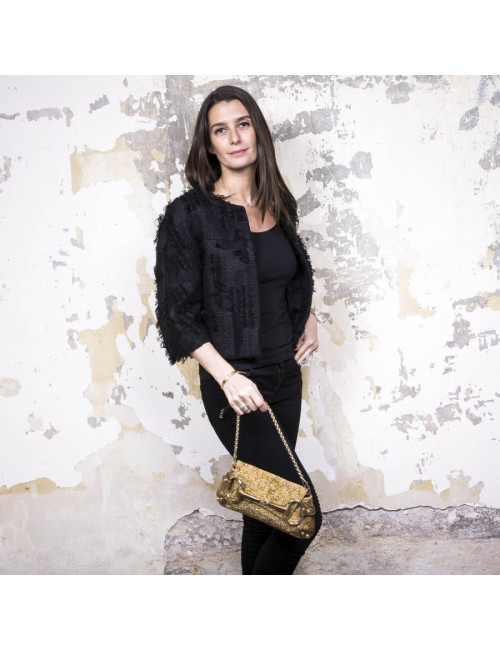 Sac GUCCI brodé perles et monogram boucle Mors