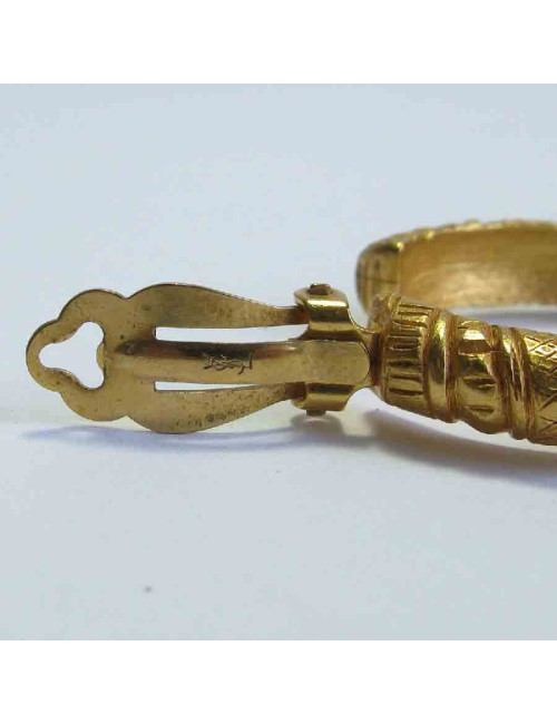  Boucles d'oreille créoles clips YSL YVES SAINT LAURENT Vintage en métal doré