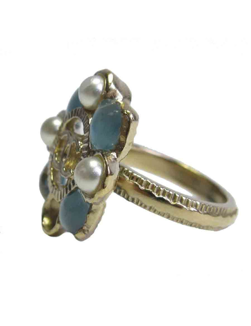 Bague CHANEL perles et bleu