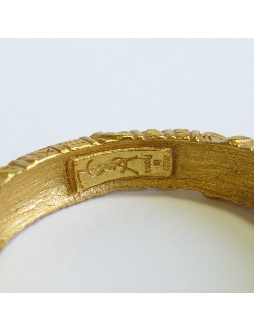  Boucles d'oreille créoles clips YSL YVES SAINT LAURENT Vintage en métal doré