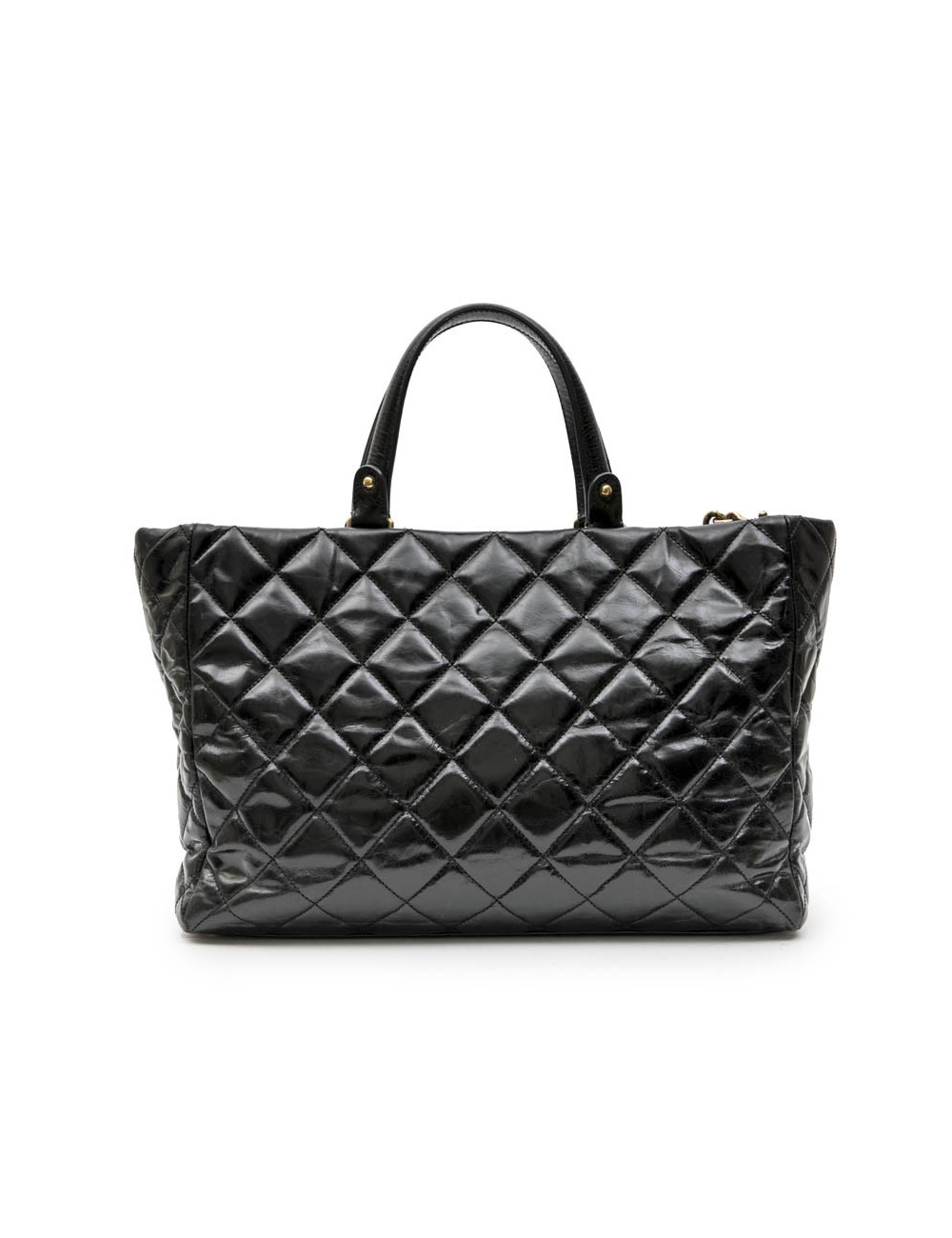 Chanel black aged leather tote bag