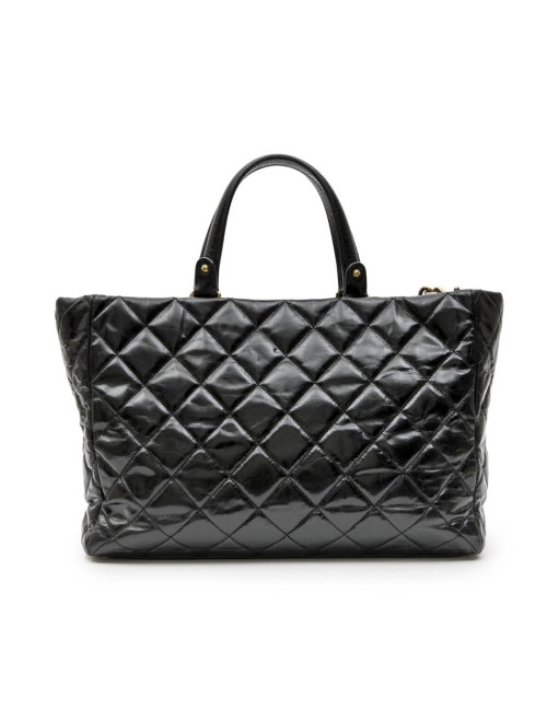 Sac cabas CHANEL cuir vieilli noir