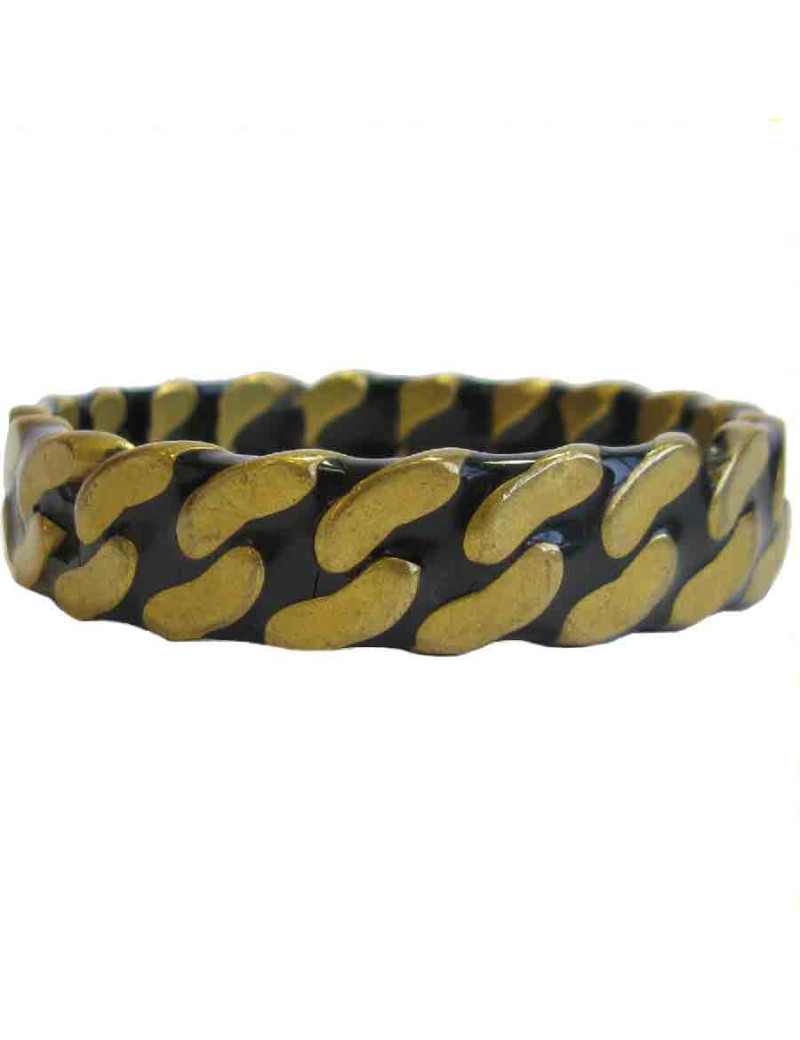 Bracelet CHANEL motif chaine dorée et noire