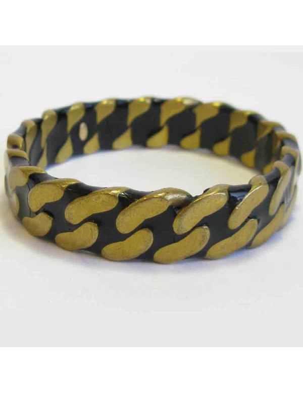 CHANEL black and gold metal chain pattern bracelet 2