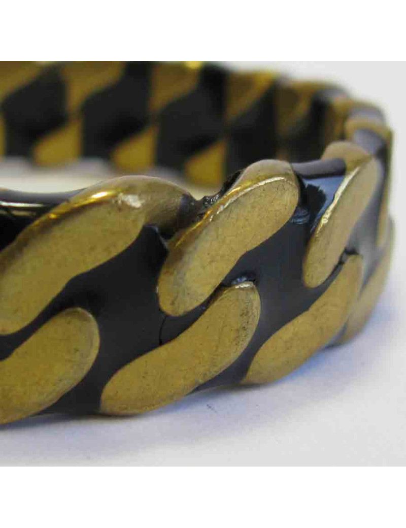 CHANEL black and gold metal chain pattern bracelet