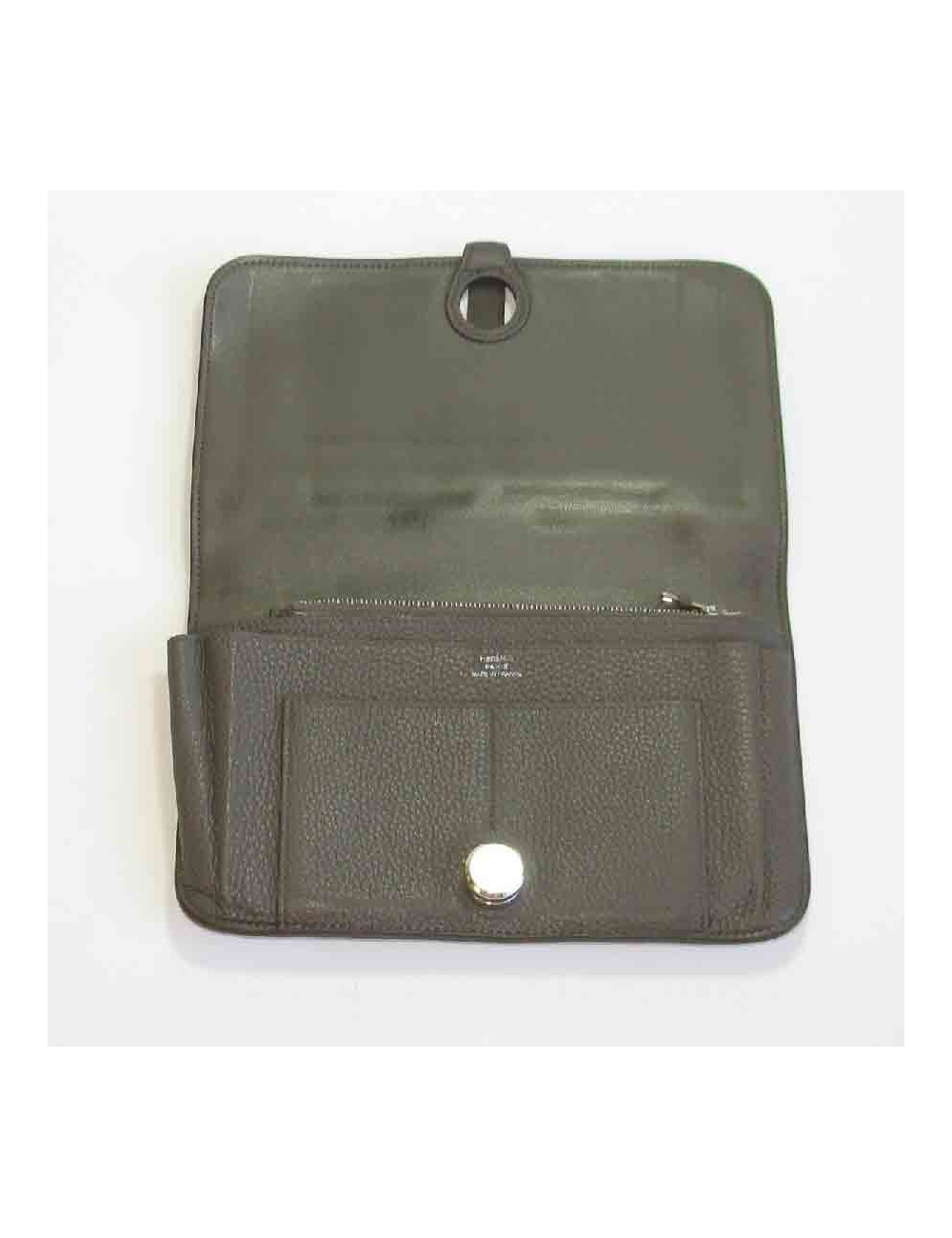 Portefeuille et pochette HERMES Dogon Duo en cuir togo étoupe