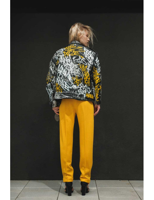 Veste PerfectoMadame L Vintage Graffitti jaune