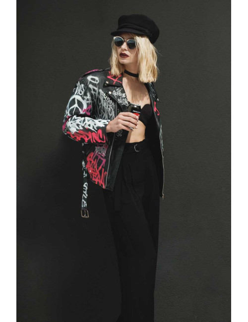 Veste Perfecto Madame L Vintage graffitti rose