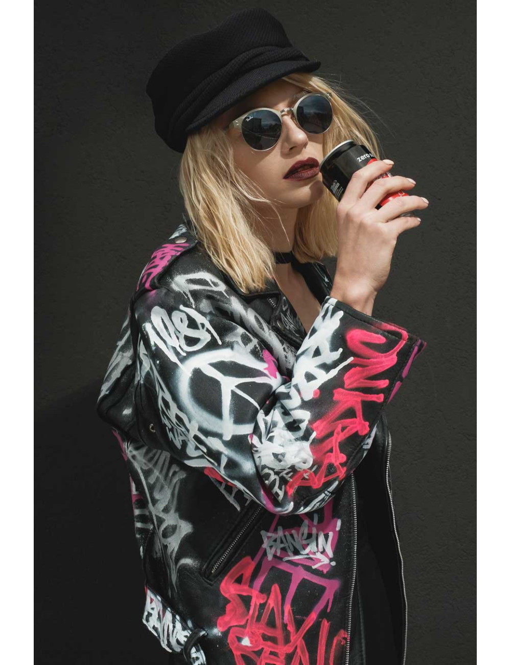 Veste Perfecto Madame L Vintage graffitti rose