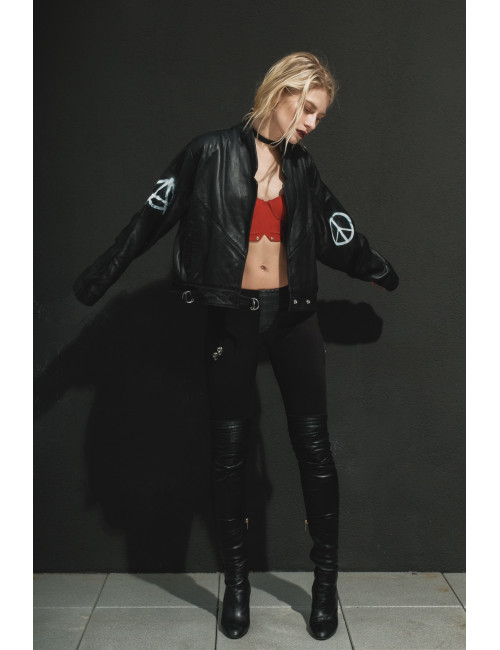 Veste Madame L Vintage cuir noir 