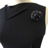 CHANEL camellia brooch in black fabric, brilliants and sequins