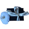 CHANEL camellia brooch in black fabric, brilliants and sequins