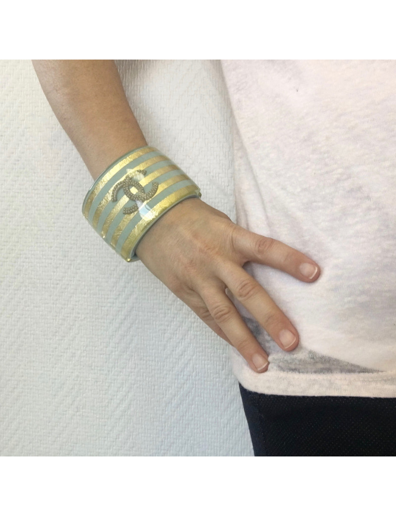 Manchette CHANEL bleu et or