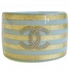 CHANEL cuff bracelet in skye blue resin and 5 stripes in gold leaf incrusted