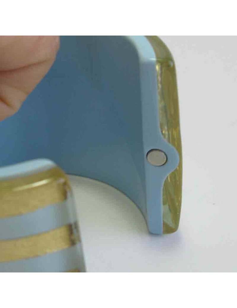 CHANEL cuff bracelet in skye blue resin and 5 stripes in gold leaf incrusted