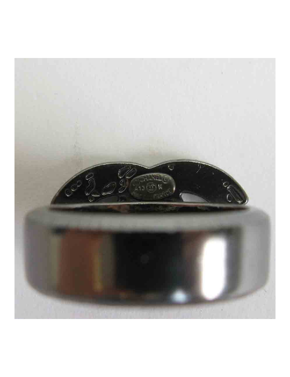 CHANEL CC world map ring in ruthenium size 52FR