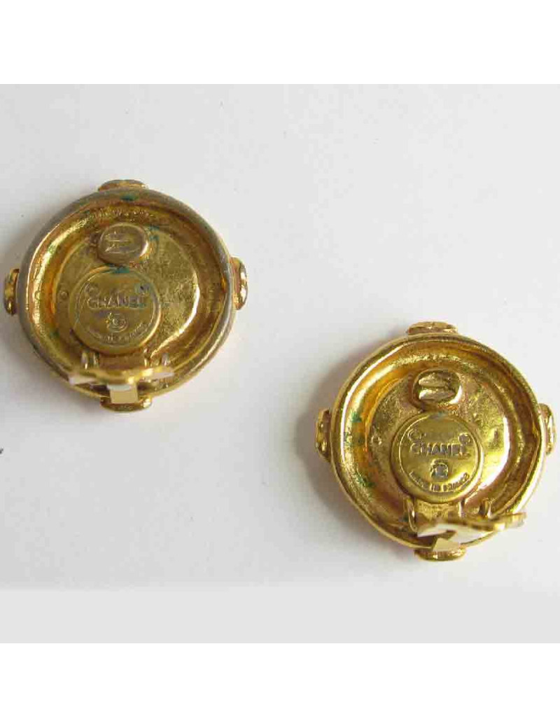Boucles d'oreille clips CHANEL Vintage en métal doré