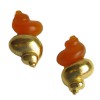Boucles d'oreille clips CHRISTIAN DIOR vintage en métal doré et plexi orange