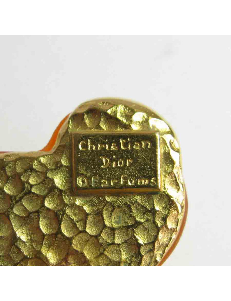 Boucles d'oreille clips CHRISTIAN DIOR vintage en métal doré et plexi orange