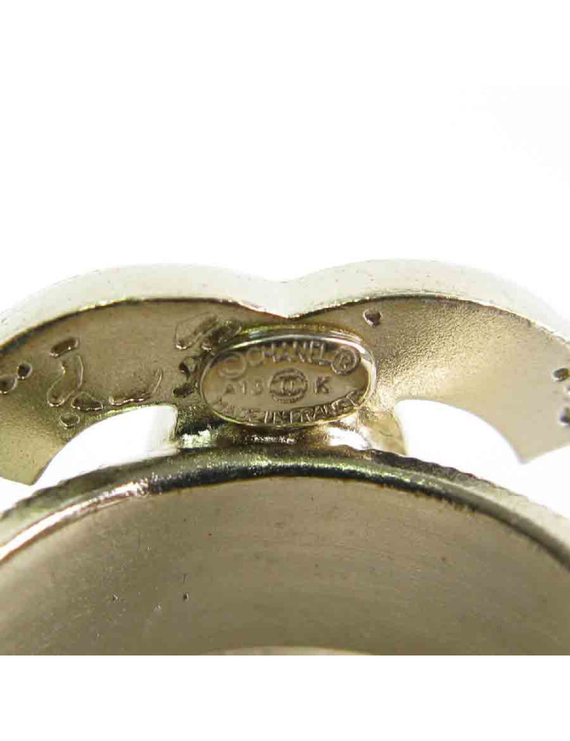 Bague CHANEL T 51 CC mappemonde en métal doré