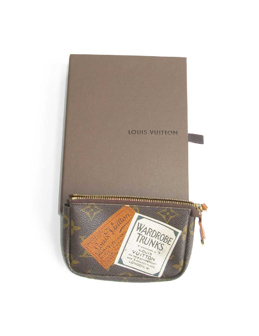 Mini pochette LOUIS VUITTON "Wardrobe Trunks" en toile monogram marron