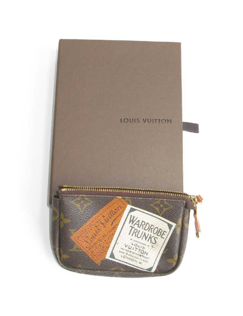 Mini pochette LOUIS VUITTON "Wardrobe Trunks" en toile monogram marron