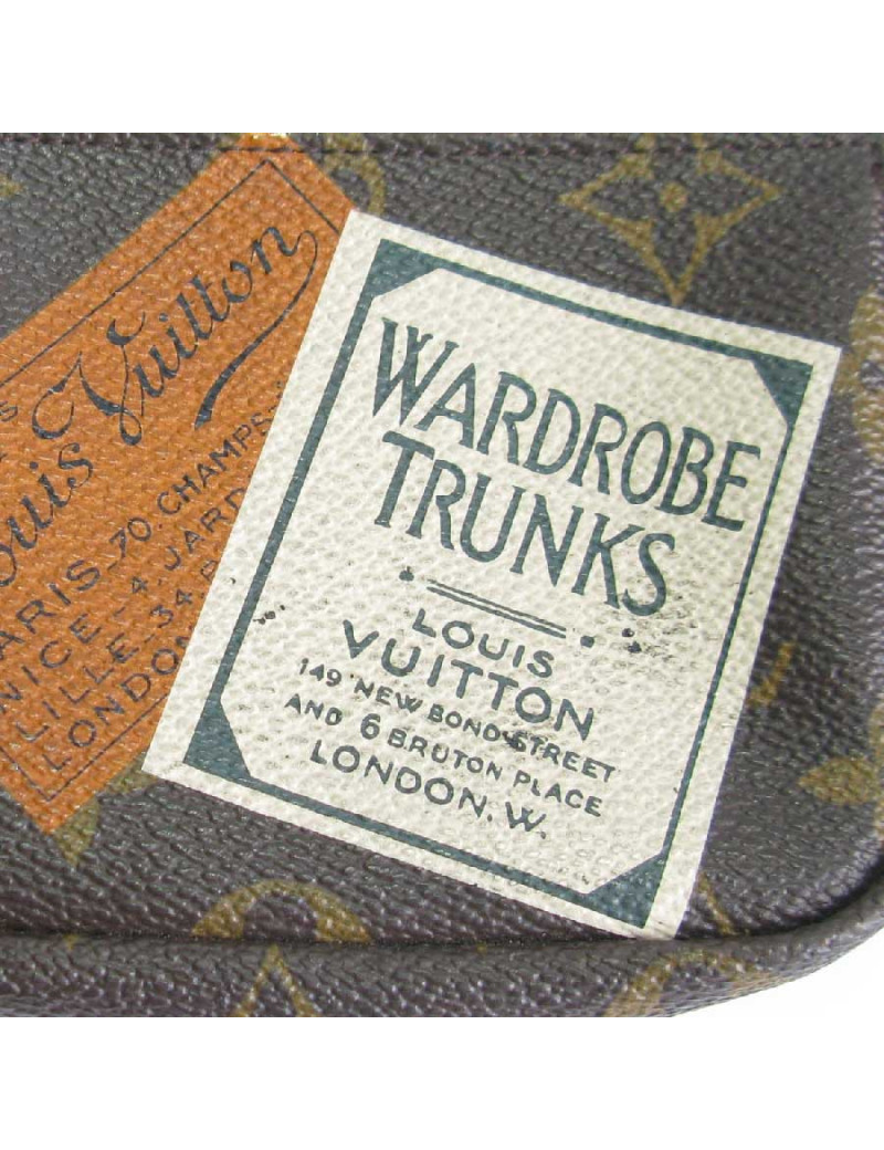 Mini pochette LOUIS VUITTON "Wardrobe Trunks" en toile monogram marron
