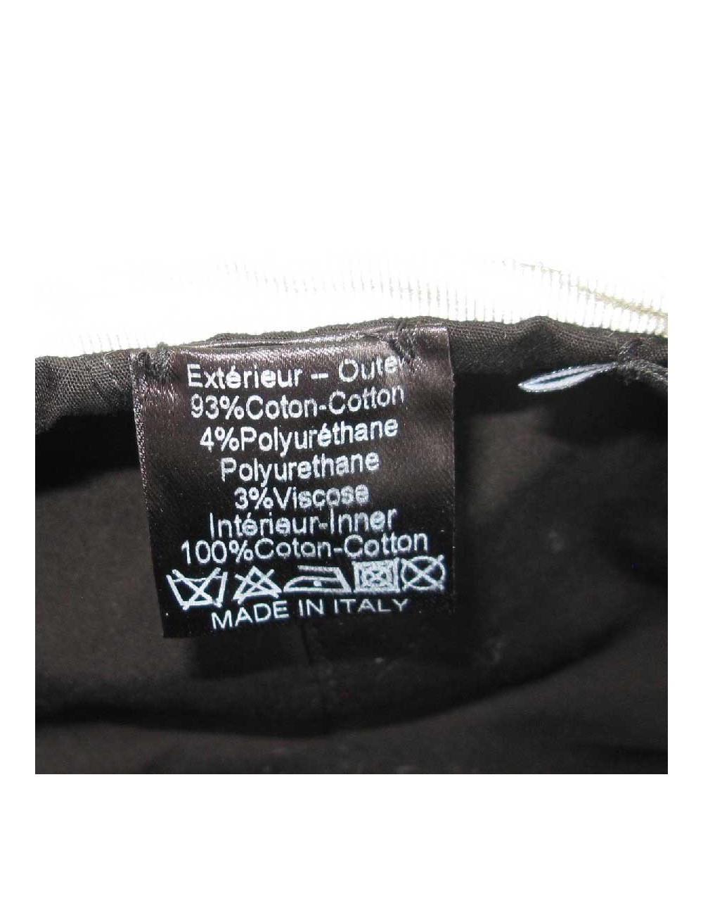 Béret CHANEL T 58 coton noir, liseré blanc et noeud écru