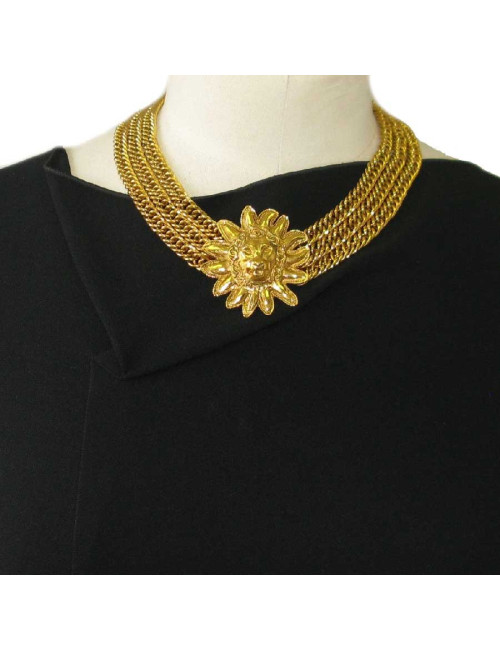 Collier ras de cou CHANEL vintage tête de Lion 