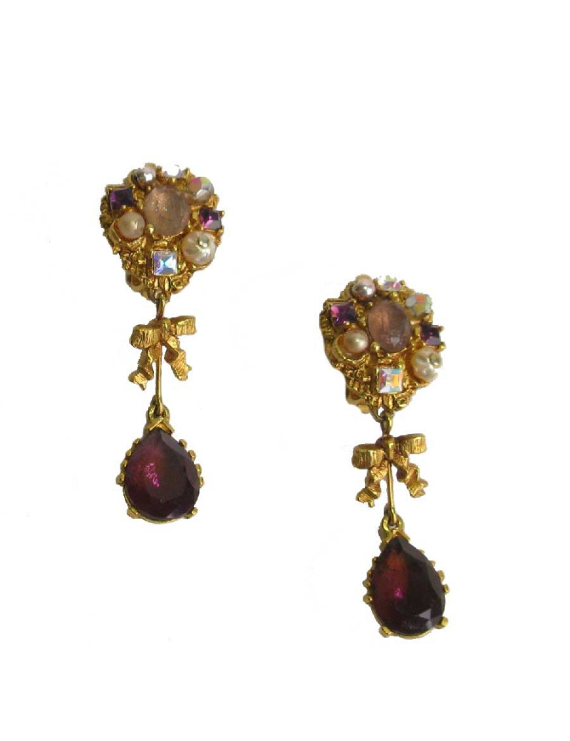 a réparer Boucles d'oreille clips CHRISTIAN LACROIX pendantes