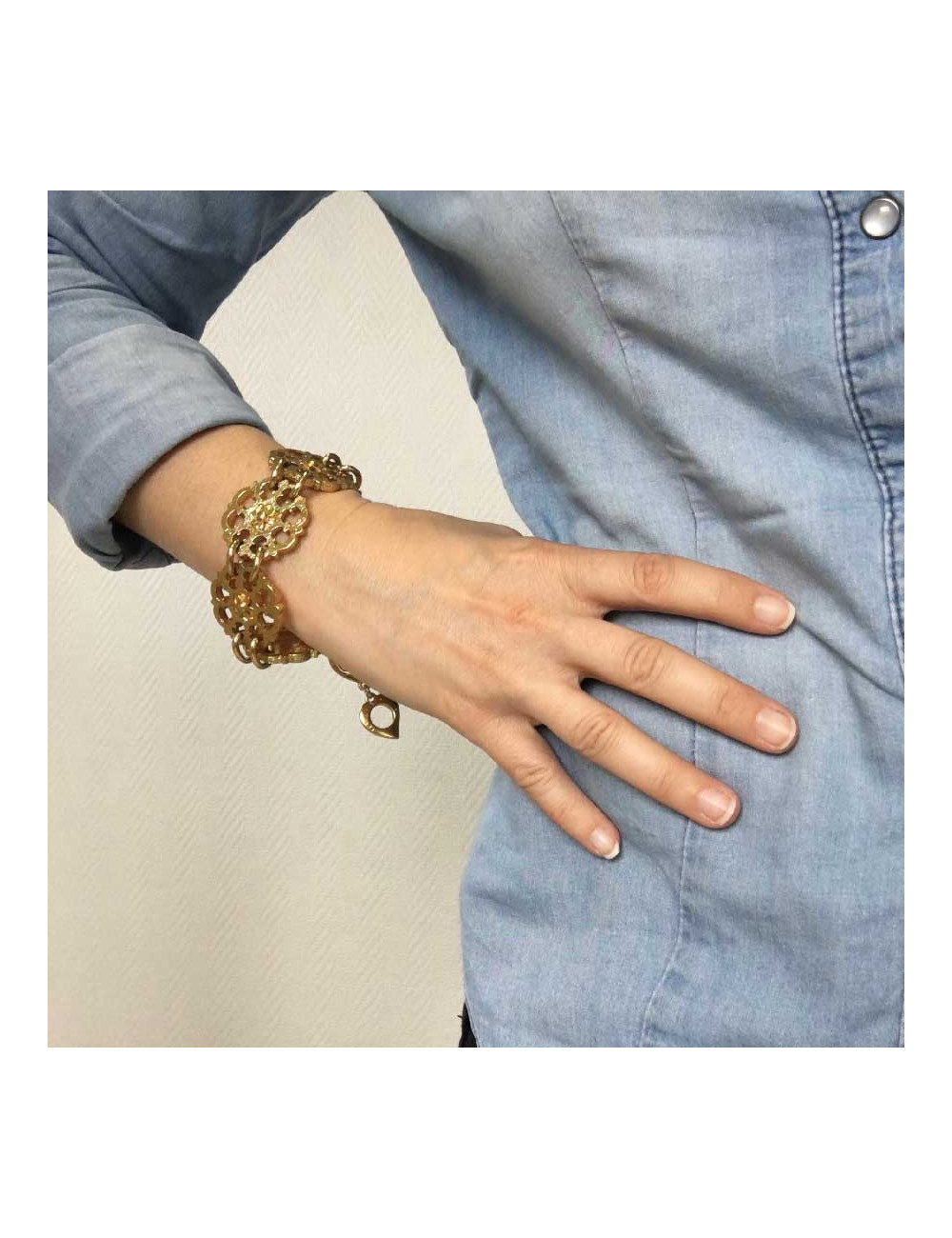 Bracelet YSL YVES SAINT LAURENT Vintage en métal doré