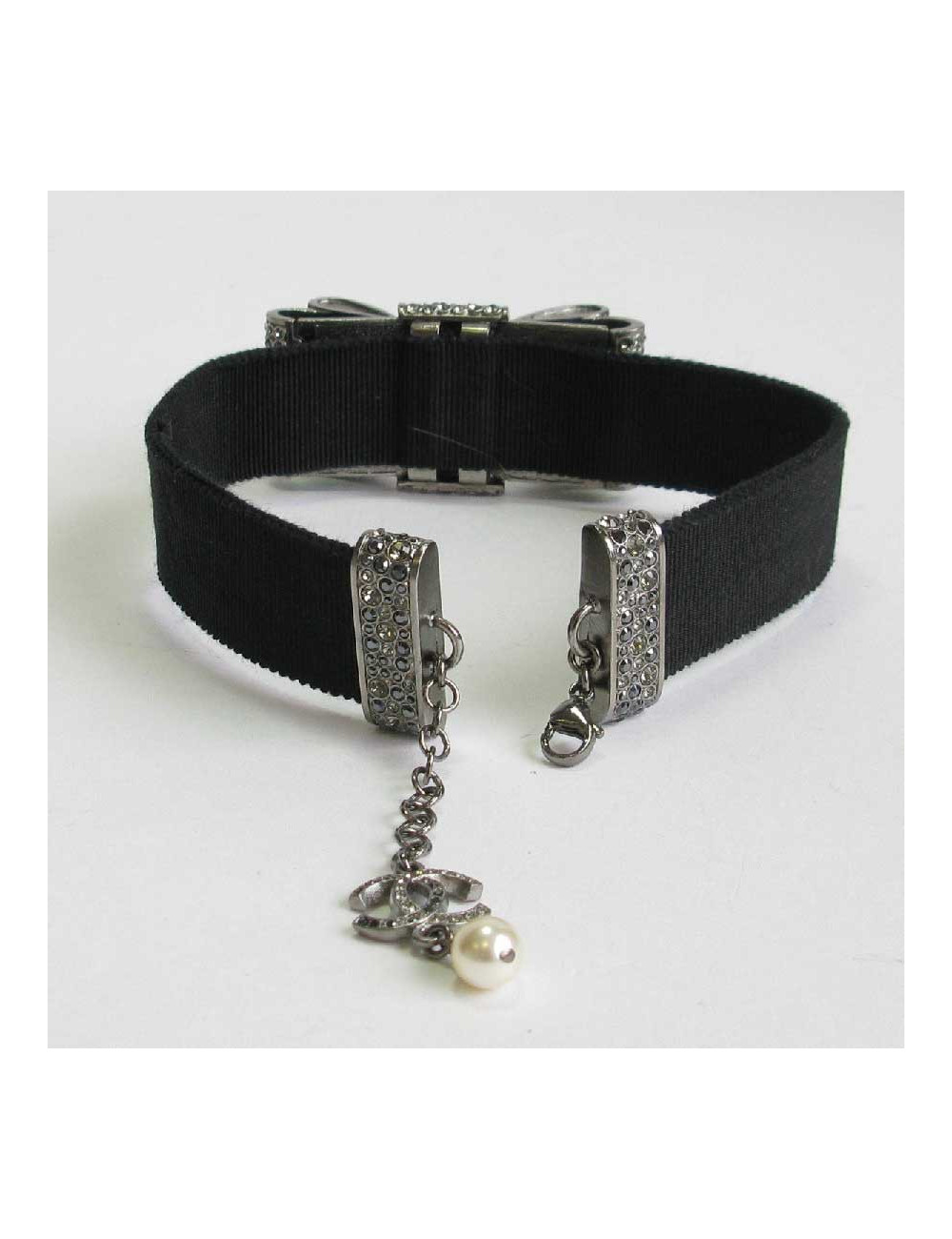 Collier ras de cou CHANEL noeud strass